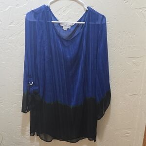 3/$10 Liz Claiborne Sheer Blue and Black Blouse with Tank Top